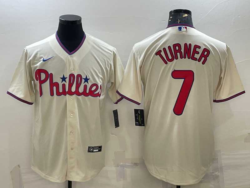 Men's Philadelphia Phillies #7 Trea Turner Cream Cool Base Stitched Baseball Jersey,We sell and wholesale Men's Philadelphia Phillies #7 Trea Turner Cream Cool Base Stitched Baseball Jersey on line form chian!